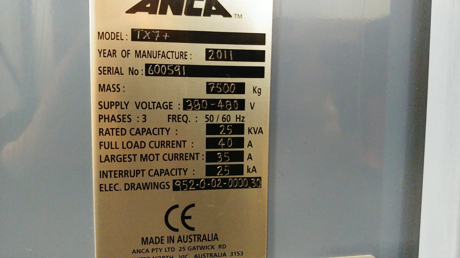 Anca TX-7+, Machine ID: 8674